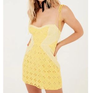 Yellow picnic mini dress
